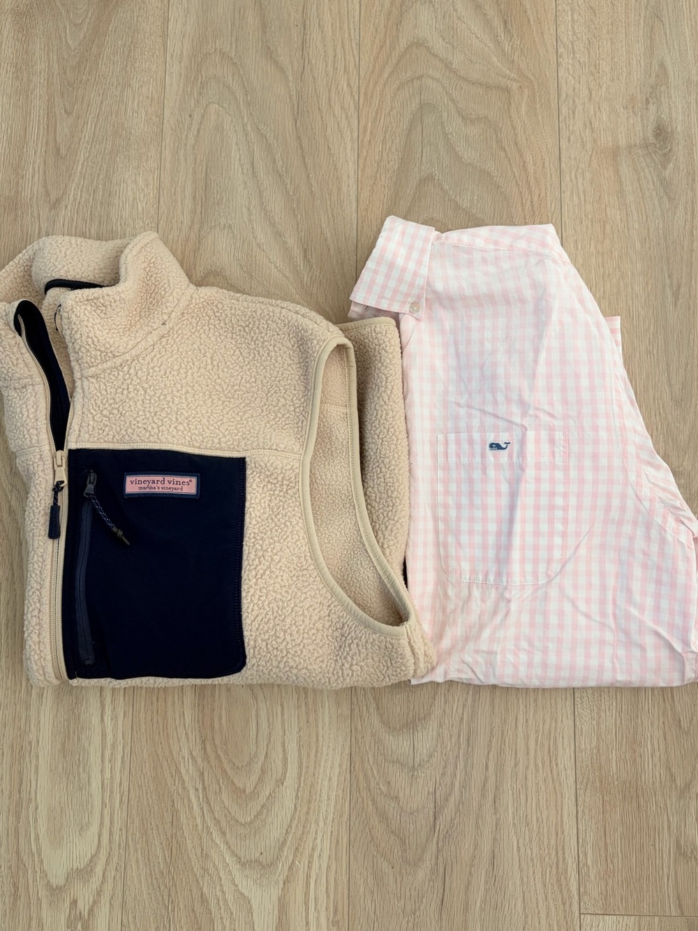 Vineyard Vines Sherpa Vest and Gingham Tucker Shirt